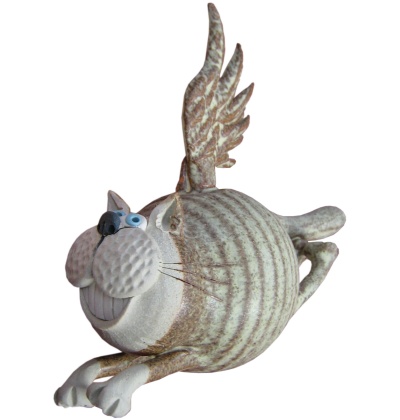  Pottery Flying Cats - set of three 