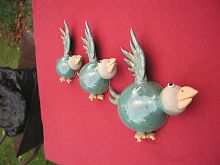  Pottery Flying Ducks - set of three 