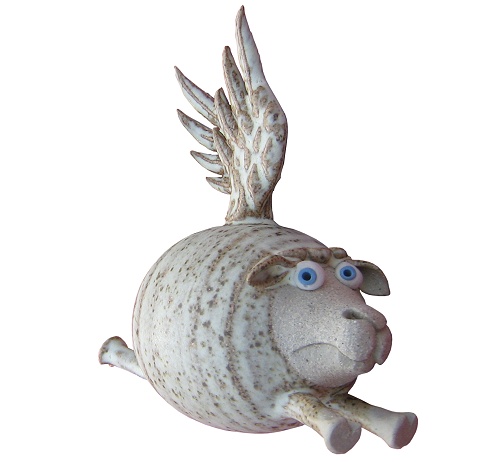  Pottery Flying Sheep - set of three 