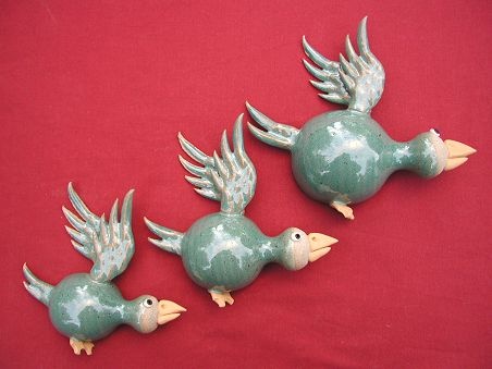  pottery flying ducks 